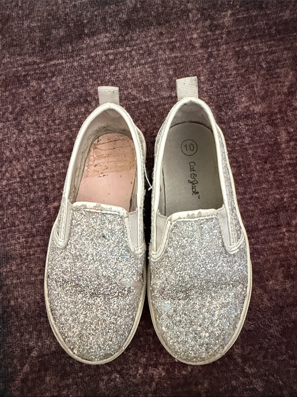 Cat & Jack Silver Glitter Slip-On Sneakers for Kids